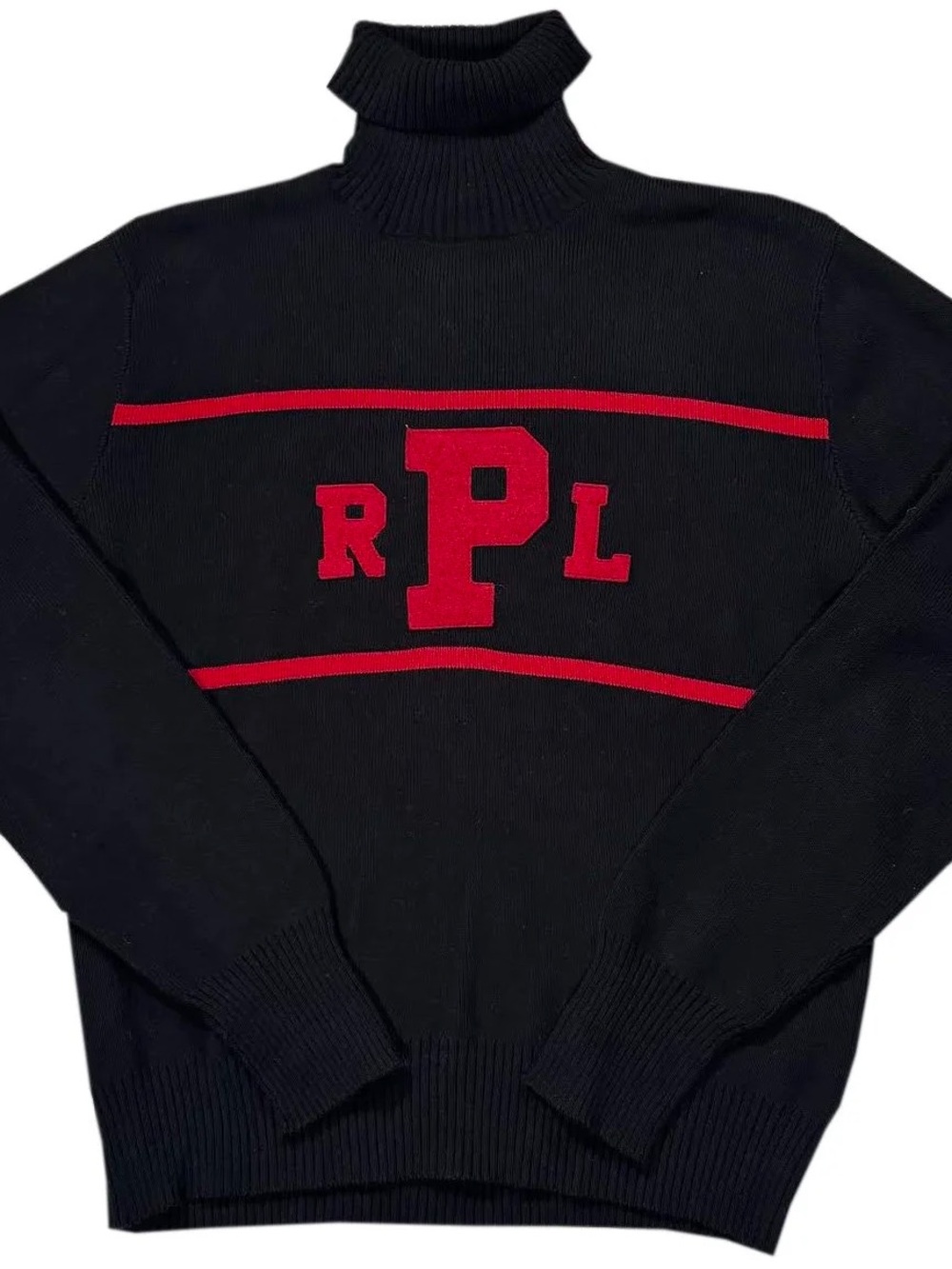 Vintage Polo Ralph Lauren PRL Black / Red Turtleneck Sweater (Size L)